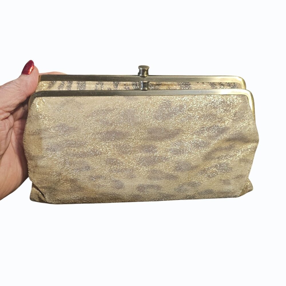 Hobo International Lauren Clutch Wallet Kiss Lock Distressed Exotic Pattern